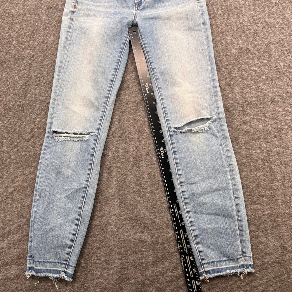 Madewell High Riser Skinny Jeans Light Wash Distressed Ripped Knee 27 Cropped - Picture 3 of 13